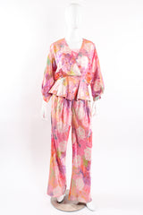 Vintage Emanuel Ungaro Parallèle Floral Silk 3-Pc Leisure Set on mannequin front @ Recess LA