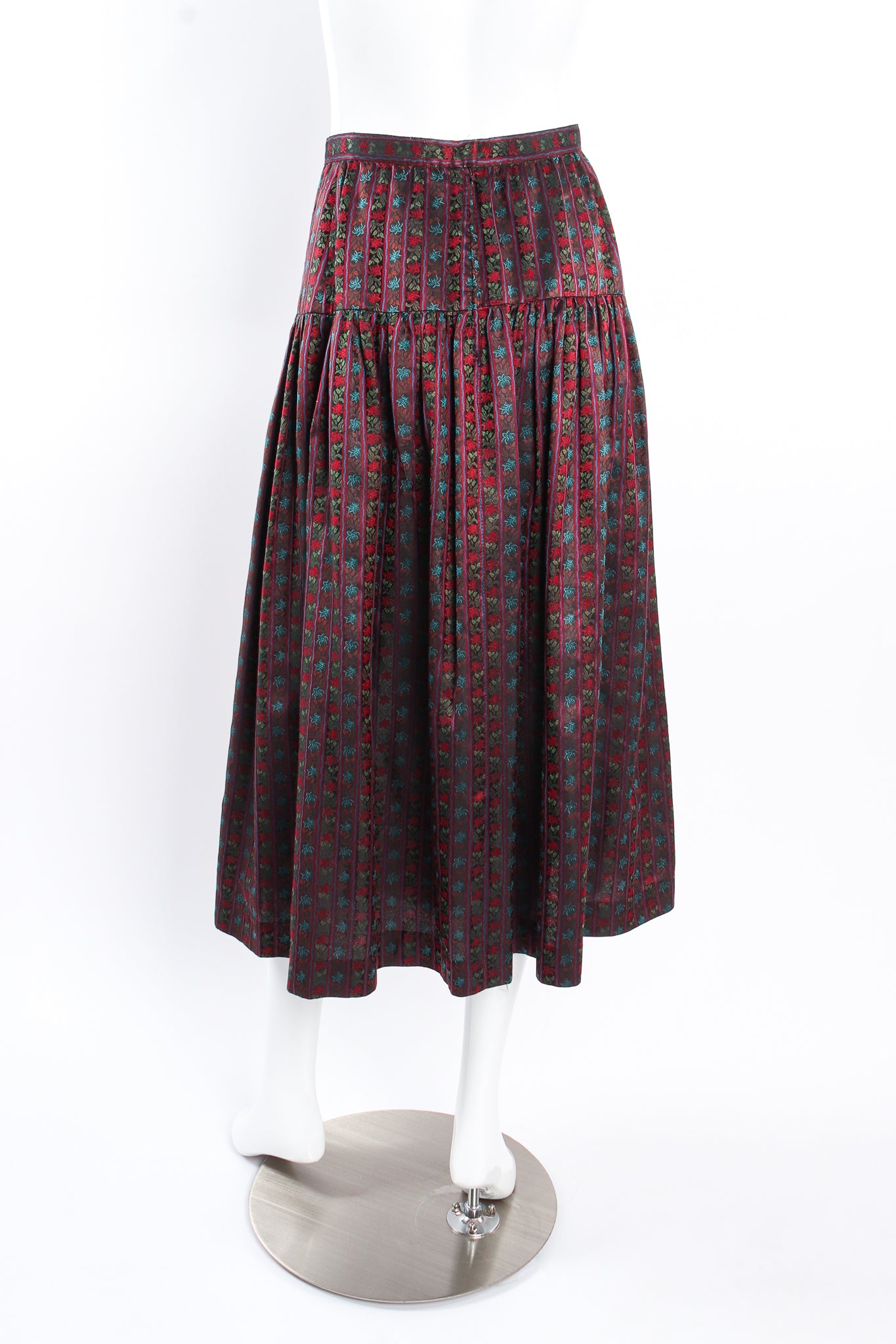 Vintage Emanuel Ungaro Parallèle Ribbon Stripe Skirt Set on mannequin back at Recess Los Angeles