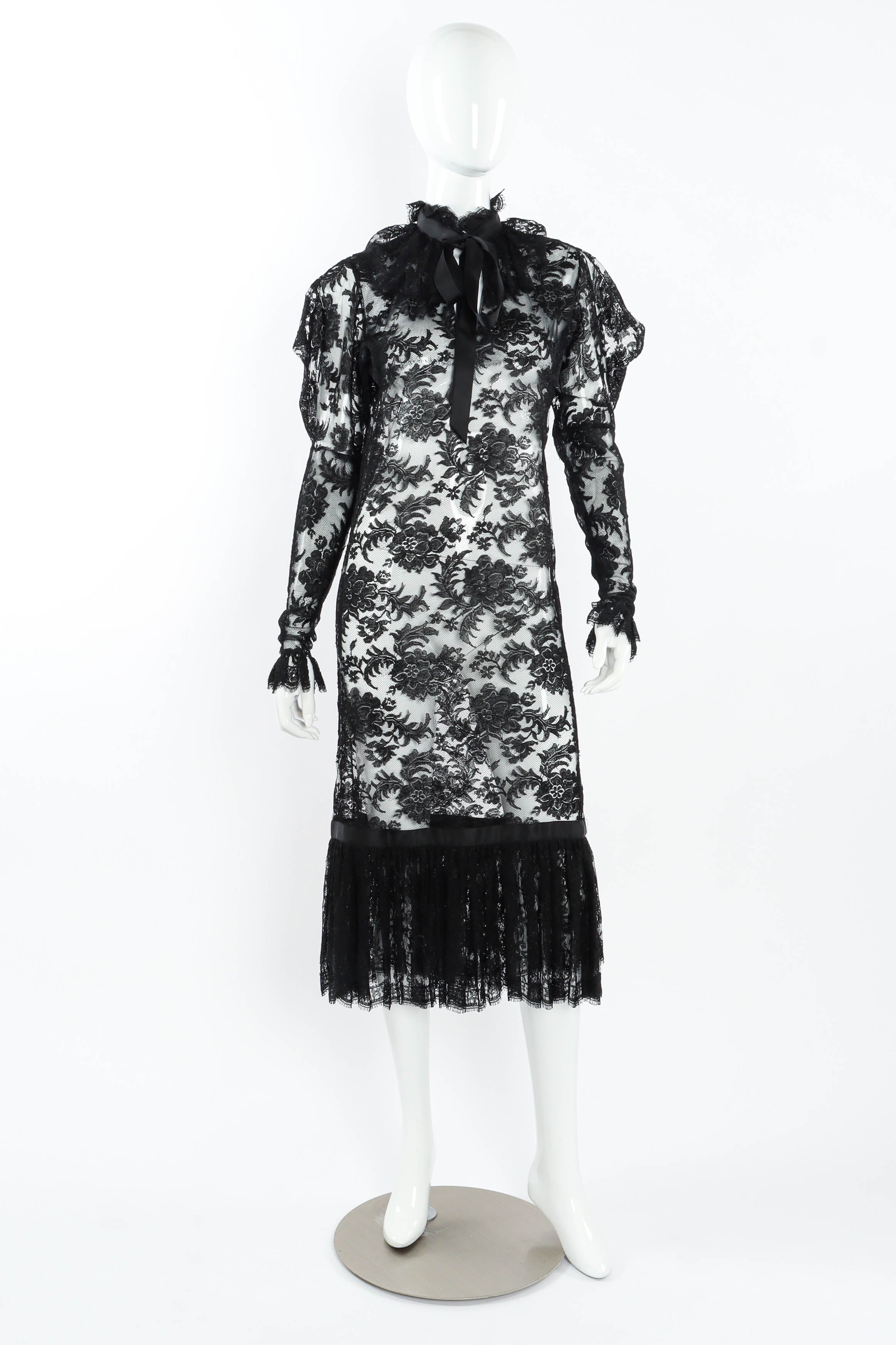 Vintage Emanuel Ungaro Bow Sheer Lace Dress mannequin front @ Recess LA
