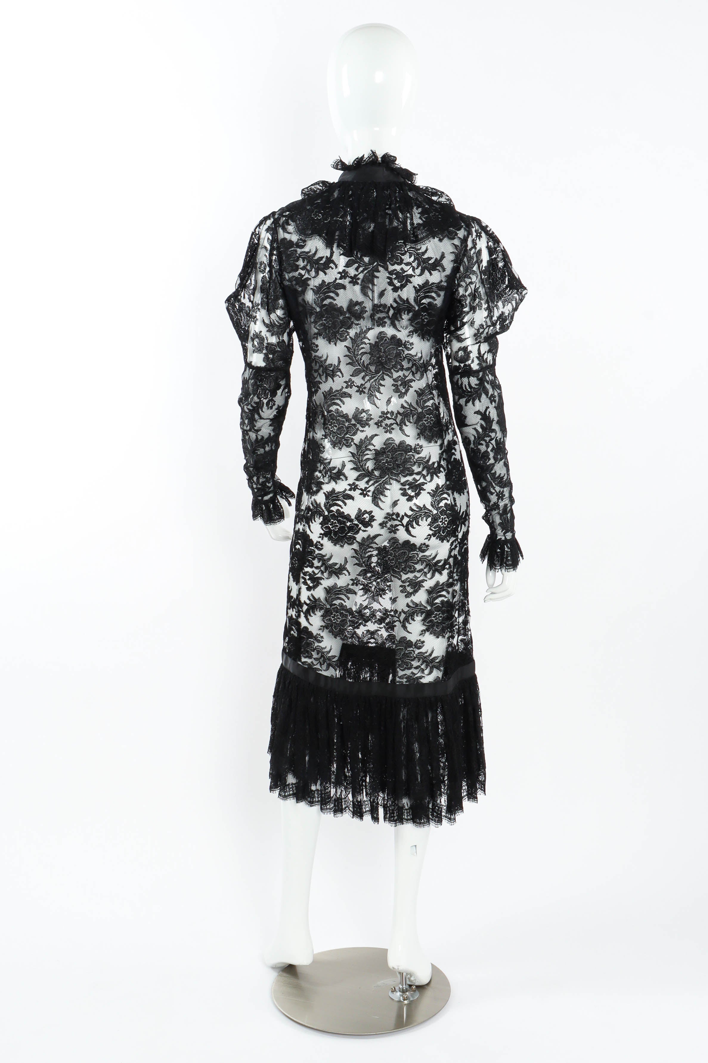 Vintage Emanuel Ungaro Bow Sheer Lace Dress mannequin back @ Recess LA