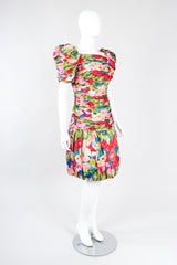 Recess Los Angeles Vintage Evenings by Raul Blanco Evenings Ruched Floral Puff Sleeve Bubble Dress