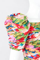 Recess Los Angeles Vintage Evenings by Raul Blanco Evenings Ruched Floral Puff Sleeve Bubble Dress