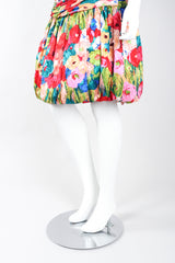 Recess Los Angeles Vintage Evenings by Raul Blanco Evenings Ruched Floral Puff Sleeve Bubble Dress