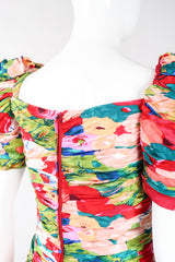 Recess Los Angeles Vintage Evenings by Raul Blanco Evenings Ruched Floral Puff Sleeve Bubble Dress