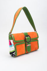 Recess Los Angeles Vintage Pucci Colorblock Print Suede Buckle Bag