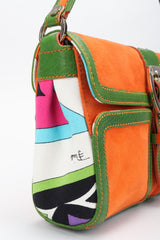 Recess Los Angeles Vintage Pucci Colorblock Print Suede Buckle Bag