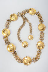 Vintage Emilio Pucci Gold Medallion Logo Chain Belt on Grey at Recess Los Angeles