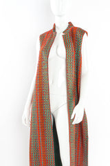 Vintage Emma Domb Checkered Yarn Vest Duster mannequin front close up @ Recess LA