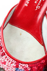 Recess Los Angeles Vintage Paul Smith for Emma Hope Sequin Swirl Kitten Heel Mule Sandals