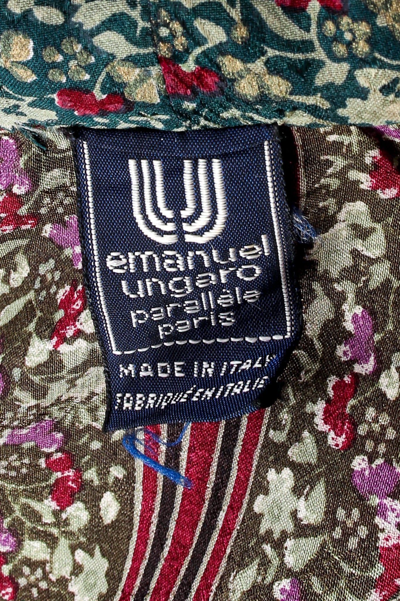 Vintage Emanuel Ungaro Parallèle Striped Ballon Sleeve Blouse label at Recess Los Angeles