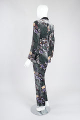 Recess Los Angeles Vintage Emporio Armani Floral Velvet Tuxedo Jacket and Pant Suit Set
