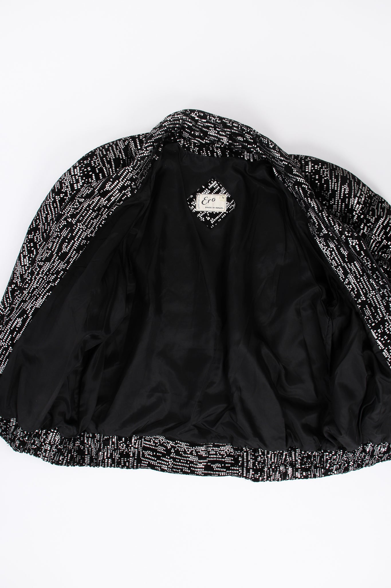 Vintage Ero Foiled Suede Bomber Jacket & Pant Set jacket lining at Recess LA