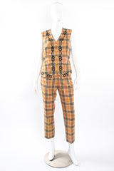 Vintage Escada Plaid Horsebit Vest & Pant Set on Mannequin front at Recess Los Angeles