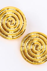Vintage Escada Round Spiral Disc Earrings diagonal flat @ Recess LA