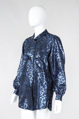 Recess Los Angeles Vintage Escada Metallic Lamé Damask Pajama Pyjama Blouse