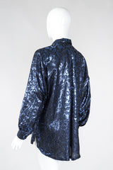 Recess Los Angeles Vintage Escada Metallic Lamé Damask Pajama Pyjama Blouse