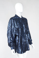 Recess Los Angeles Vintage Escada Metallic Lamé Damask Pajama Pyjama Blouse