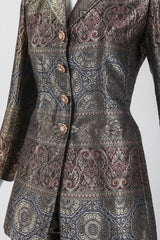 Recess Los Angeles Vintage Escada Royal Golden Brocade Jacket & Pant Suit