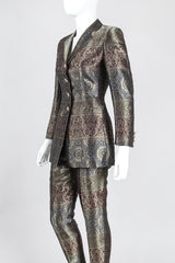 Recess Los Angeles Vintage Escada Royal Golden Brocade Jacket & Pant Suit