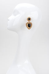 Recess Los Angeles Vintage Escada Fluted Gold Heart Drop Earrings