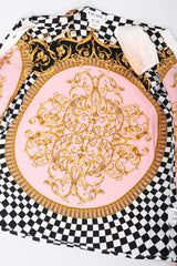 Recess Los Angeles Vintage Escada Checkered Baroque Versace Print Silk Shirt