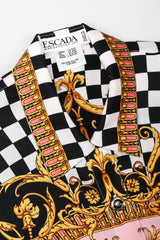 Recess Los Angeles Vintage Escada Checkered Baroque Versace Print Silk Shirt