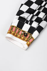 Recess Los Angeles Vintage Escada Checkered Baroque Versace Print Silk Shirt