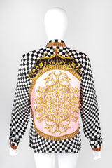 Recess Los Angeles Vintage Escada Checkered Baroque Versace Print Silk Shirt