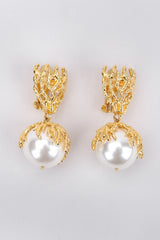 Recess Los Angeles Vintage Escada Branch Coral Pearl Drop Earrings