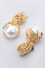 Recess Los Angeles Vintage Escada Branch Coral Pearl Drop Earrings