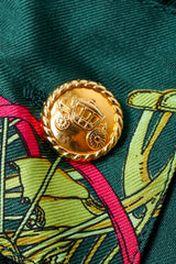 Vintage Escada Horse & Carriage Print Bodysuit Sleeve Cuff Buttons