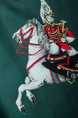 Vintage Escada Horse & Carriage Print Silk Fabric