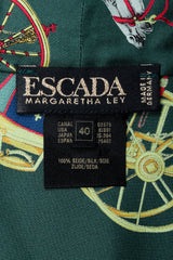 Vintage Escada label on green print silk