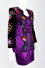 Vintage Escada Magical Embellished Satin Velvet Jacket & Skirt Suit on Mannequin Crop at Recess