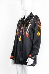 Vintage Escada Animal Ribbon Medals of Valor Shirt on Mannequin Angle at Recess LA
