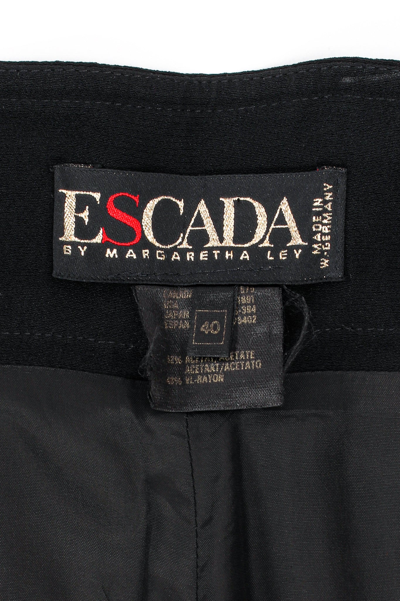 Vintage Escada Corset Waist Wide Leg Pant label at Recess Los Angeles