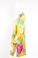 Vintage Escada Marilyn Monroe Silk Pop Art Shirt on Mannequin side at Recess Los Angeles
