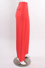 Vintage Escada Sunset Red Coral Double Pleated Pant on Mannequin side at Recess LA