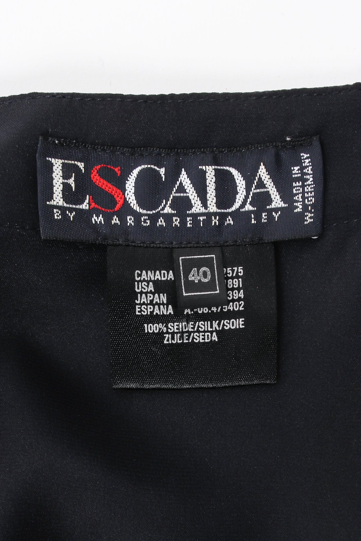Vintage Escada Emblem Crest Print Blouse label at Recess Los Angeles