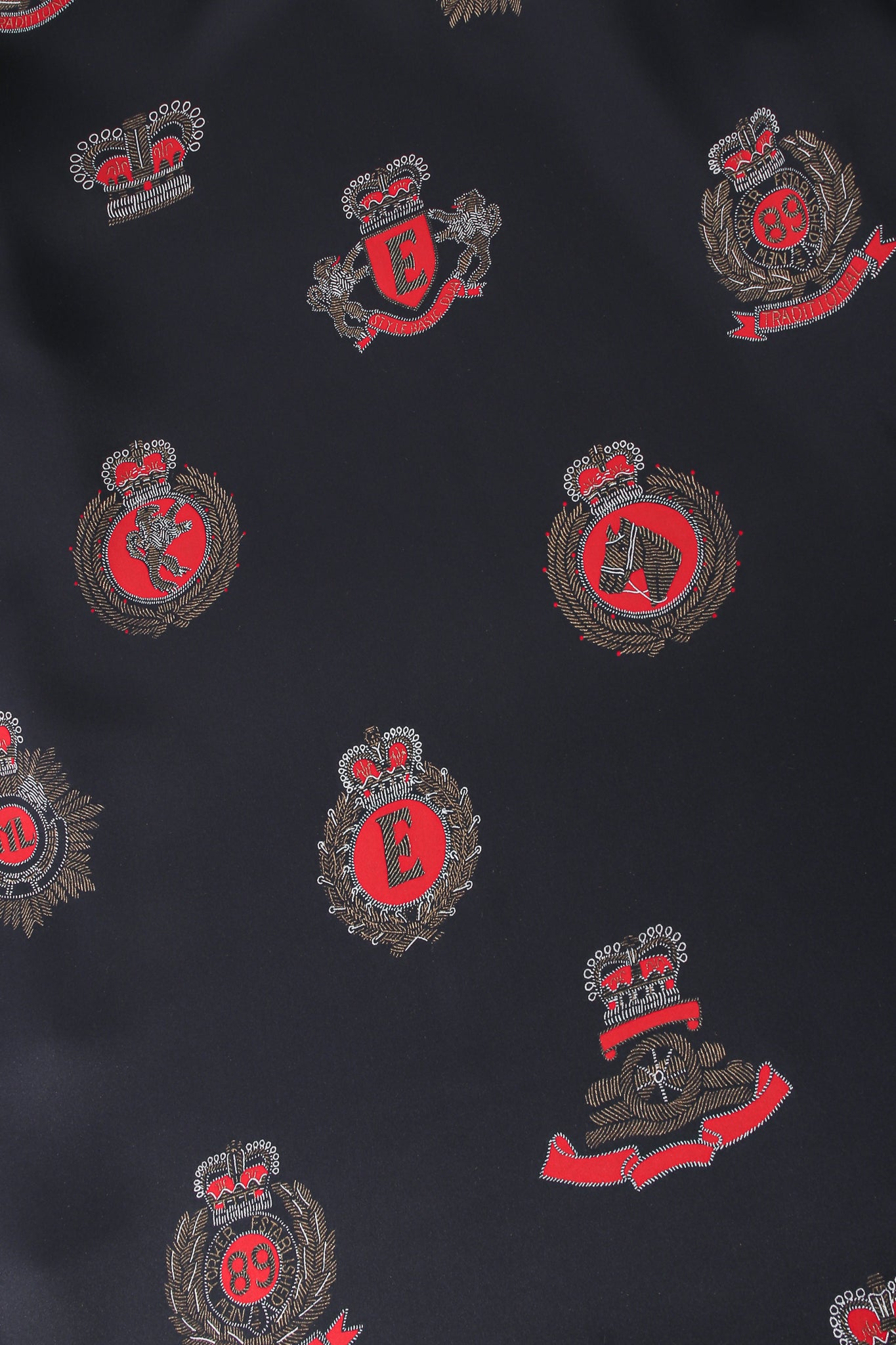 Vintage Escada Emblem Crest Print Blouse pattern detail at Recess Los Angeles