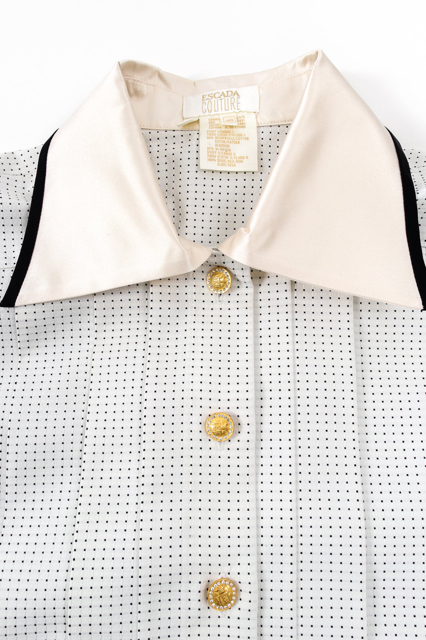 Vintage Escada Dobby Dot Tassel Tie Shirt collar at Recess Los Angeles