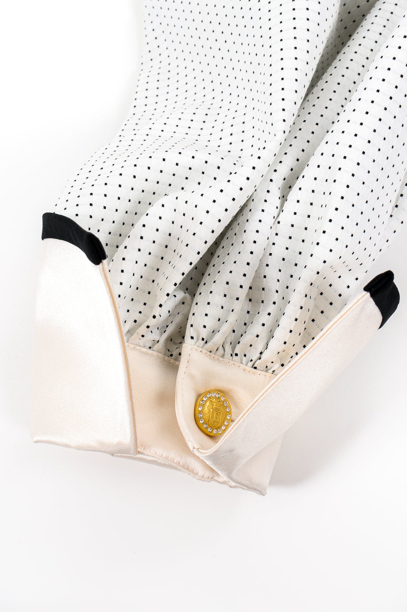Vintage Escada Dobby Dot Tassel Tie Shirt cuff detail at Recess Los Angeles