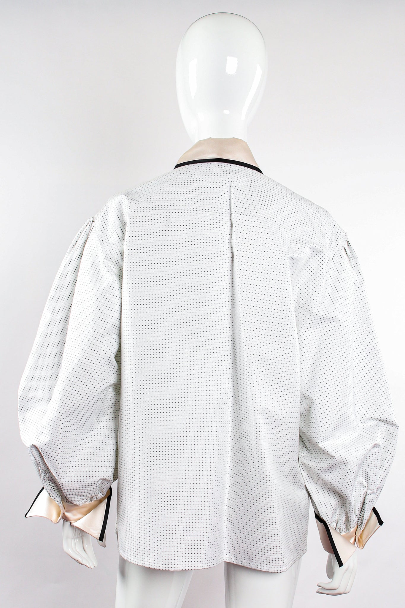 Vintage Escada Dobby Dot Tassel Tie Shirt on Mannequin back at Recess Los Angeles