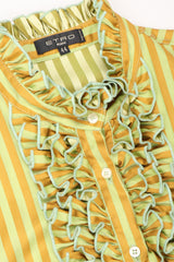 Recess Los Angeles Vintage Etro Cotton Sateen Ruffle Stripe Blouse