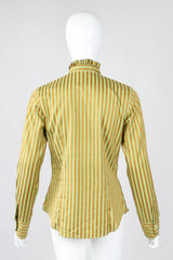 Recess Los Angeles Vintage Etro Cotton Sateen Ruffle Stripe Blouse