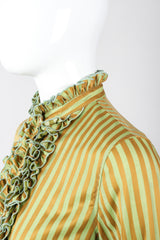 Recess Los Angeles Vintage Etro Cotton Sateen Ruffle Stripe Blouse