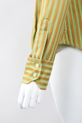 Recess Los Angeles Vintage Etro Cotton Sateen Ruffle Stripe Blouse