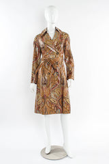 Vintage Etro Paisley Floral Trench Coat mannequin front @ Recess Los Angeles