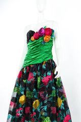 1987 Vintage Eugene Alexander Floral Organza Gown mannequin front close up @ Recess LA