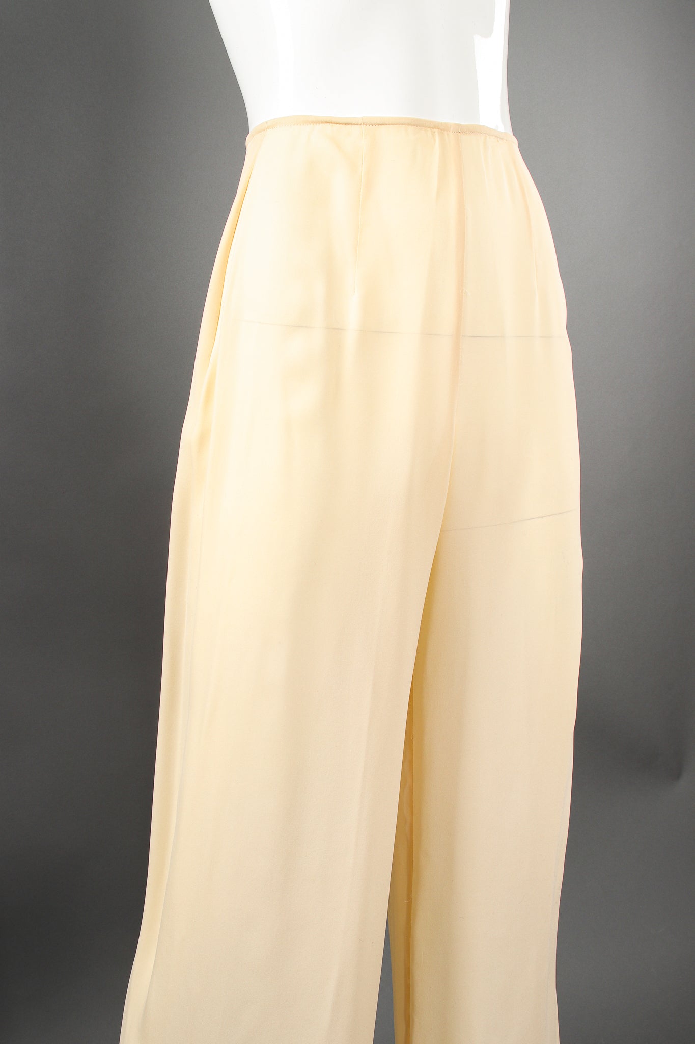 Vintage Eva Chun Silk Jacket & Chiffon Pant Suit Set pant waist at Recess Los Angeles